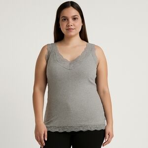 Mossimo Gray Boho Chic Lace tank Top Sz M